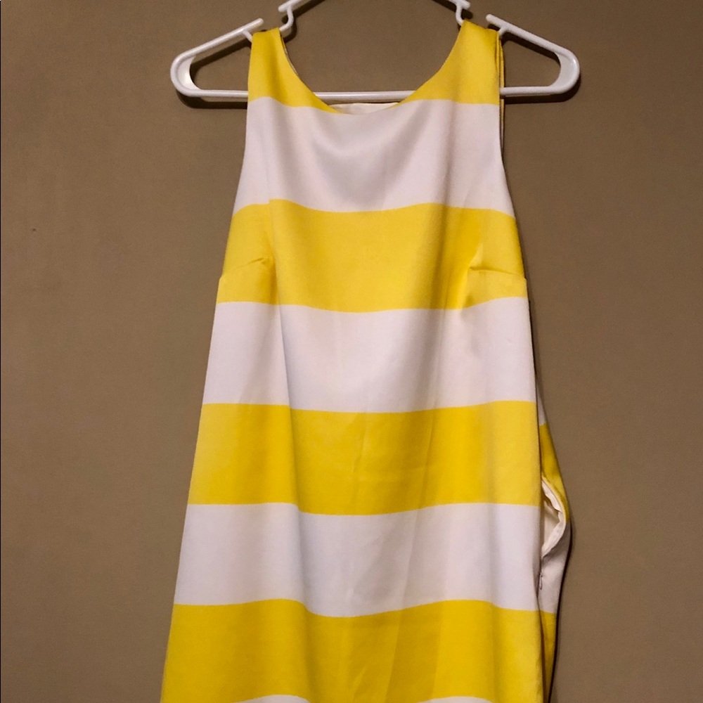 Kensie Yellow and White Striped Shift Dress